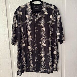 Fusione Silk Hawaiian Shirt Floral Print Resort‎ Wear Short Sleeve L